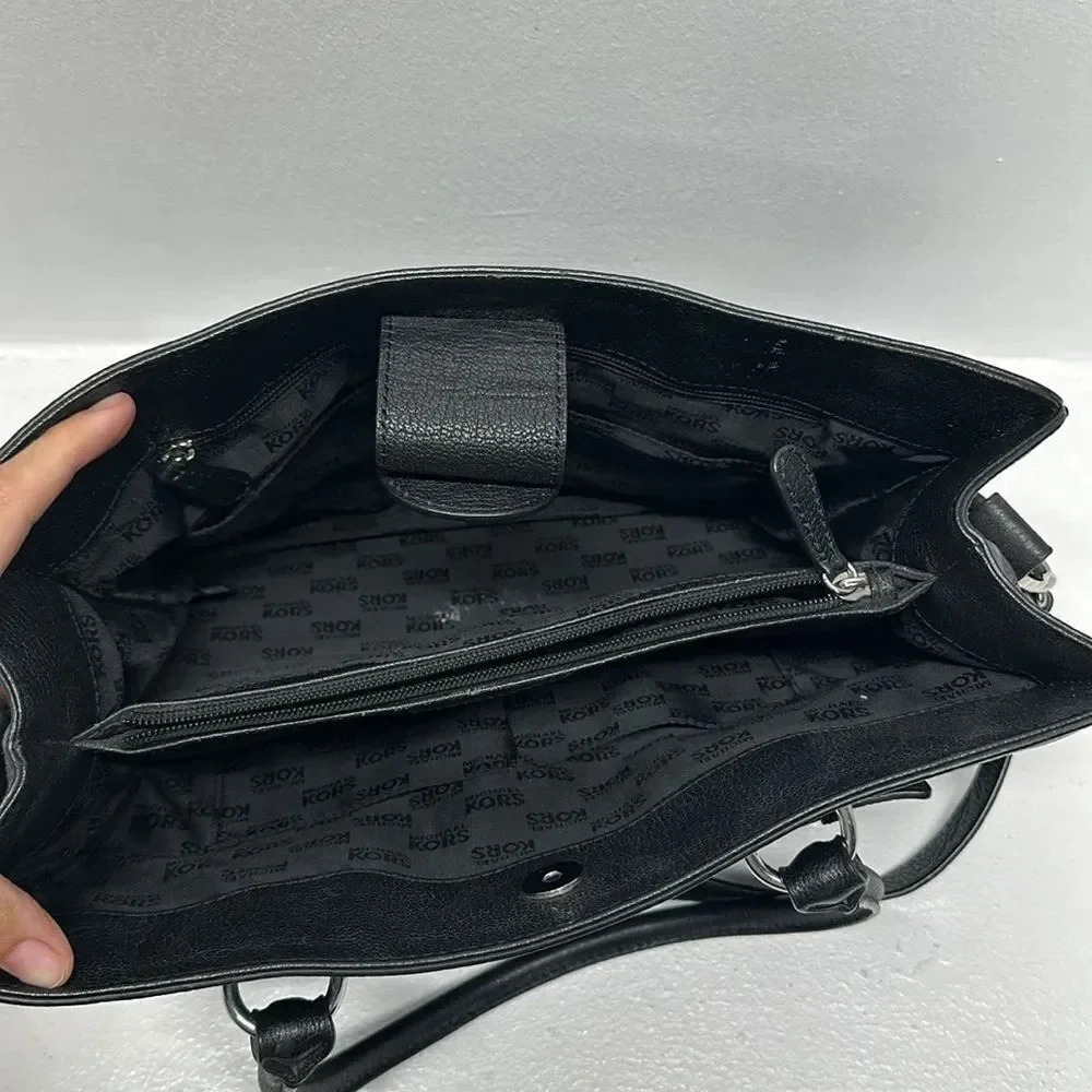 Michael Kors Hamilton East West Handbag Purse Crossbody Bag Leather Black Large - Picture 9 of 17